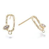 Ørestikkere Med Zirkonia Sten, 18K Forgyldt, (14x8mm) - Uniq Perler - 705322