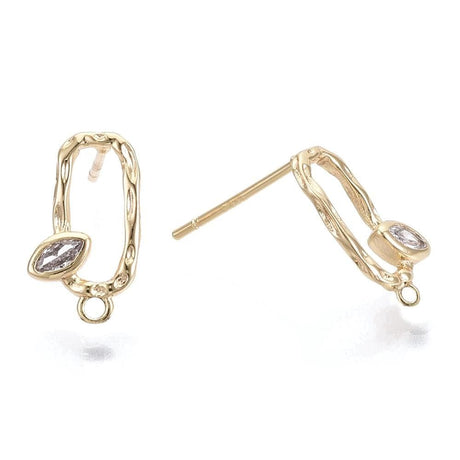 Ørestikkere Med Zirkonia Sten, 18K Forgyldt, (14x8mm) - Uniq Perler - 705322