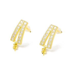 Ear studs With Zirconia Stones For Top-drilled Beads - Uniq Perler - 994849
