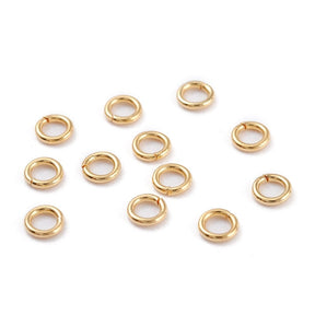 Øsken/O - Ringe – Åben, 18K Vandfast Forgyldt Stål (5x0,7mm), 20 Stk - Uniq Perler - 114466