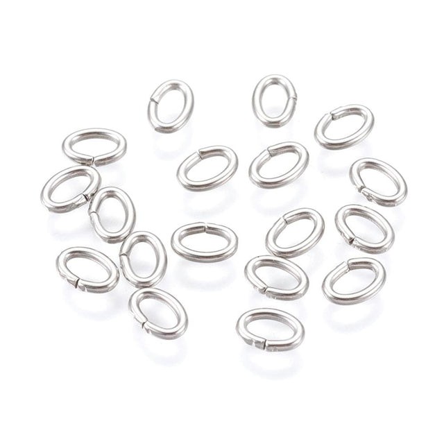 Øsken/O - Ringe – Oval, Vandfast Stål (6x4x1mm), 20 Stk - Uniq Perler - 0000004309