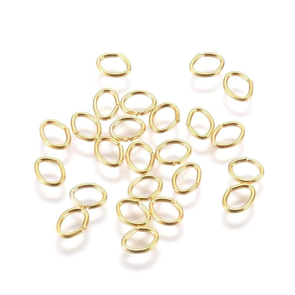 Øsken/O - Ringe – Ovale, Åben, 14K Forgyldt (5,5x4,3mm), 50 Stk - Uniq Perler - 0000001688, 0758455456289926823221