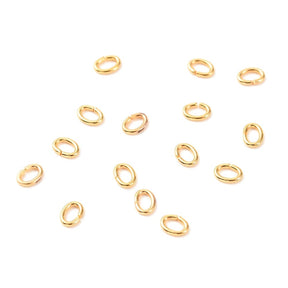 Jump ring/O - Rings, Oval, Open, 18K Gold-plated Brass (4x3x0.5mm), 20 pcs - Uniq Perler - 0000010191