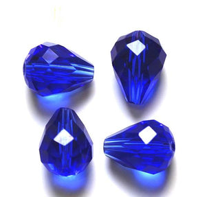 Österreichische Kristallperlen, Blau, Tropfen, Grade AAA, 8x10mm, (10 Stk.) - Uniq Perler - 0000002287