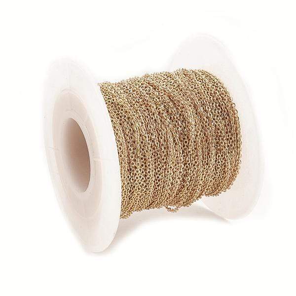 Oval Ankerkæde, 18K Forgyldt, (1,5x1,3x0,3mm) - Uniq Perler - 278374