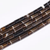 panda agat Rørformet agat perler i brun, 19x8 mm