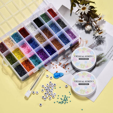 panda DIY SÆT DIY Kasse med 24 farver seed beads og elastik