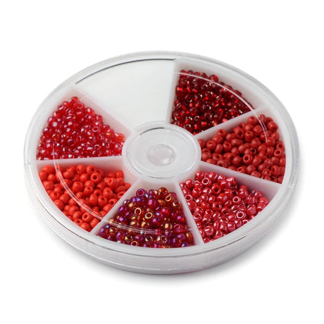 panda DIY SÆT Rondel med 3 mm seed beads, rød, ca 1270 perler