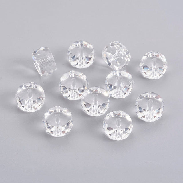panda Enkelt perler og sæt 10 stk. 12x7,5 mm facetteret krystal perle, klar