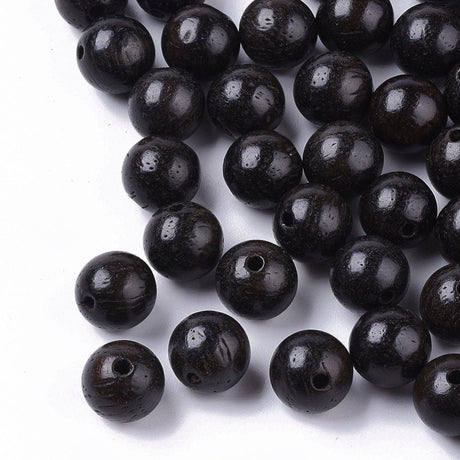 panda Enkelt perler og sæt 25 stk. sorte træ perler, str. 8 mm