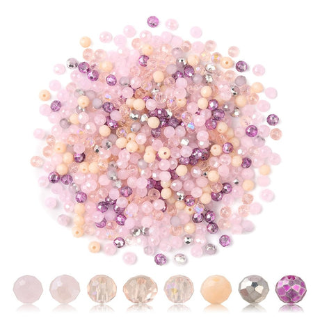 panda Enkelt perler og sæt 500 stk facetteret rosa glas perler, mix