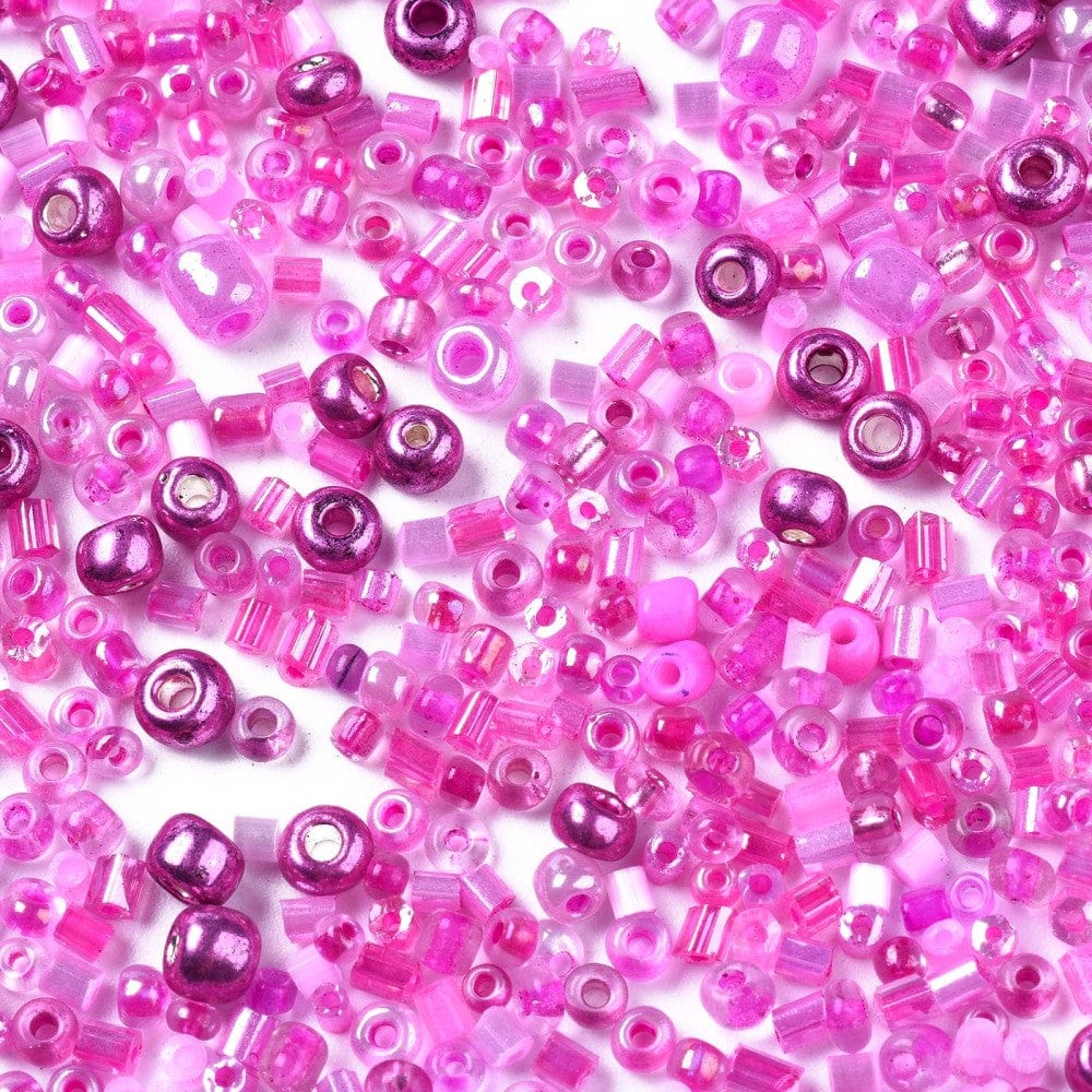 panda glasperler Glas perle mix, rørperler, seed beads m.m. Pink