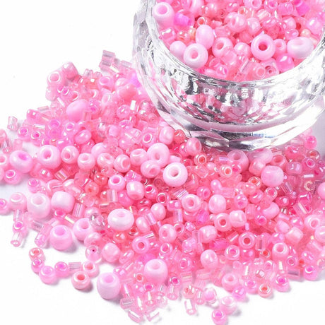 panda glasperler Glas perle mix, rørperler, seed beads m.m. Rosa