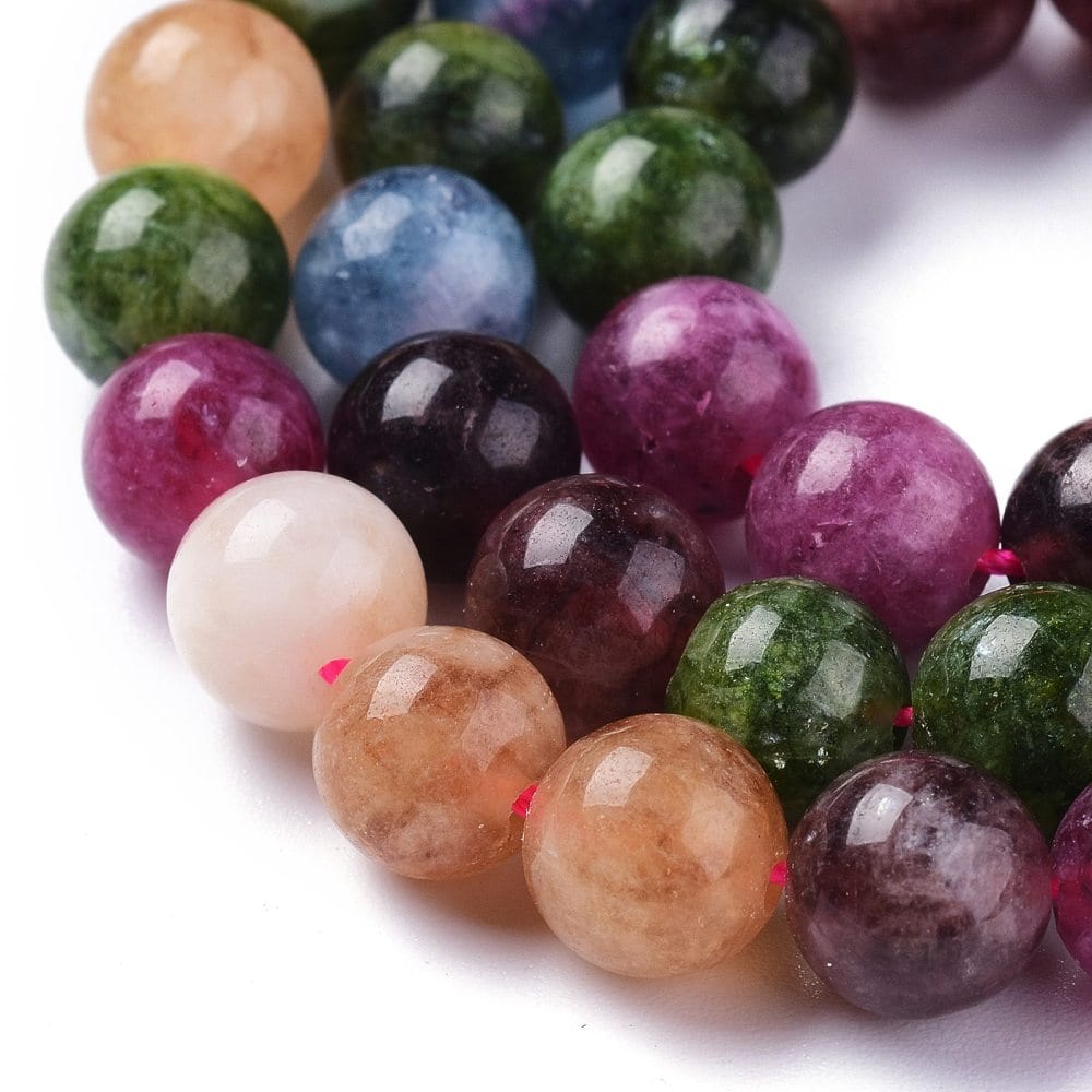 panda jade 8 mm jade perler i farve mix
