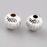 panda metal perler. 10 stk. forsølvet perler med riller (5 mm)