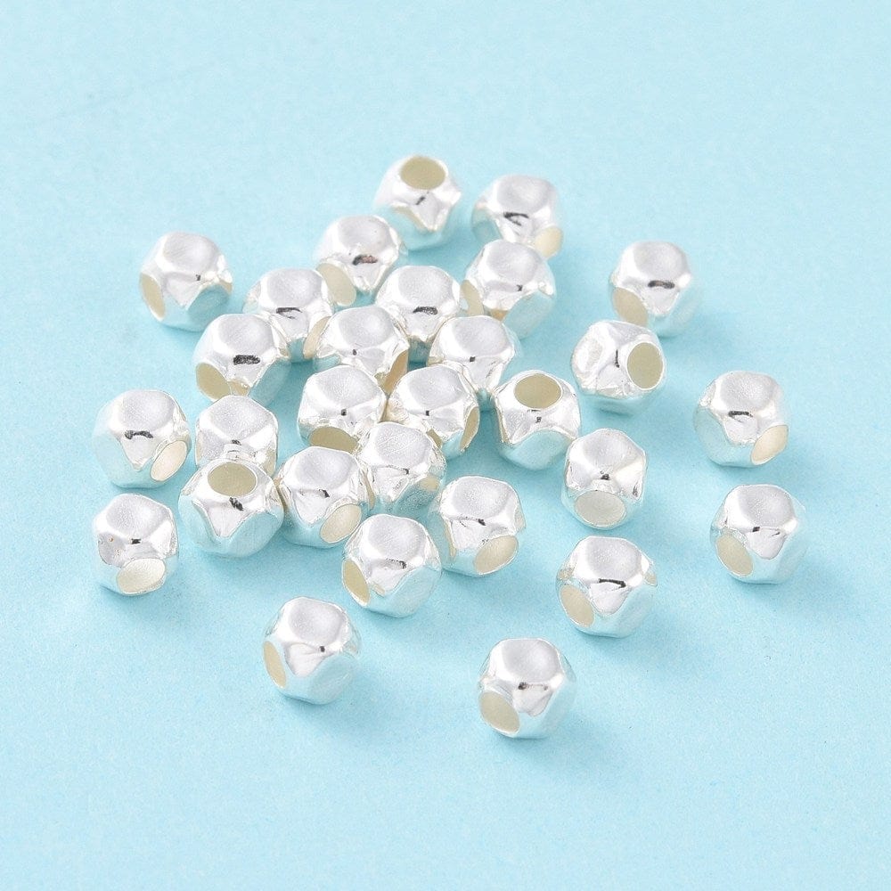 panda Metal perler 10 stk. kubeformet perler i sterling sølv str. 3 mm