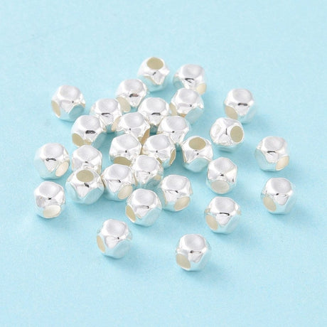 panda Metal perler 10 stk. kubeformet perler i sterling sølv str. 3 mm