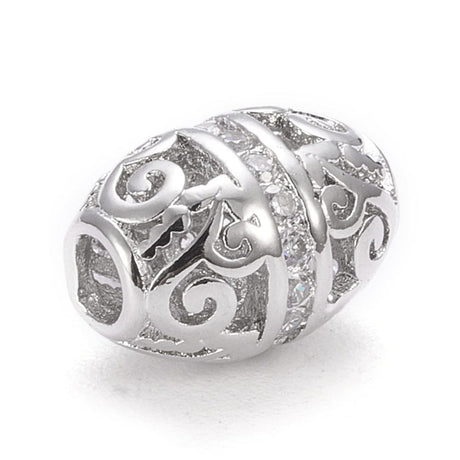 panda Metal perler Tøndeformet forsølvet perle med zirkonia sten