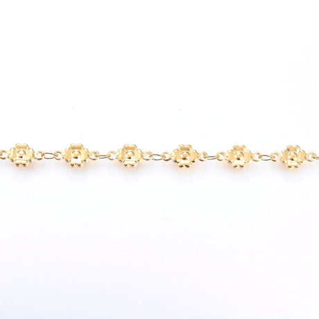 Chain With Flower Links, Long-lasting Gilding, Steel, 10x5x2mm