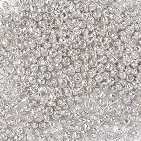 panda seed beads 2 mm glas seed beads, Metallic sølv