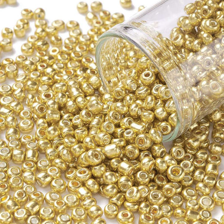 panda seed beads 3 mm glas seed beads, Metallic guld