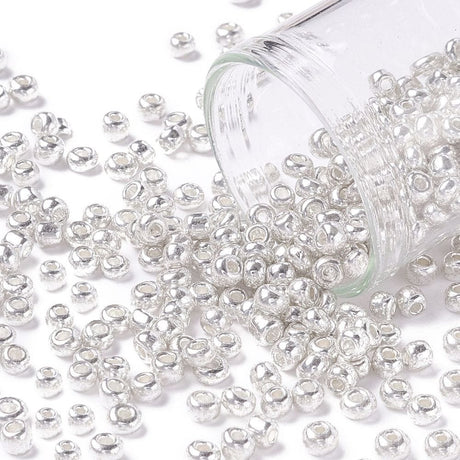 panda seed beads 3 mm glas seed beads, Metallic sølv