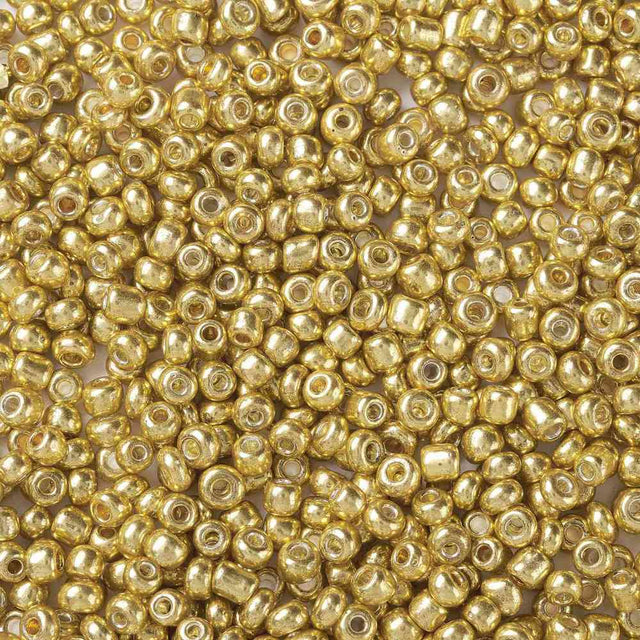 panda seed beads I pose 3 mm glas seed beads, Metallic guld
