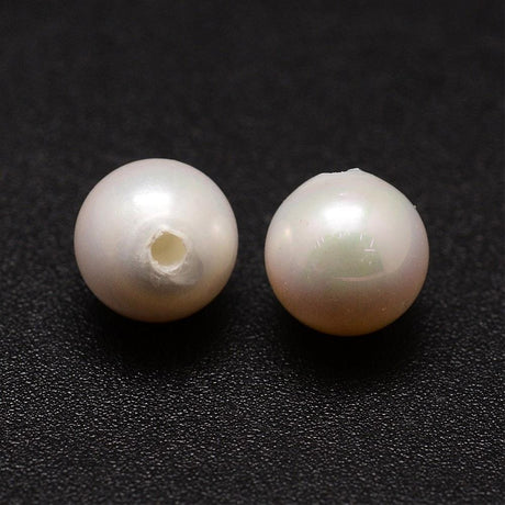 panda Top/anboret perler. 10 mm top/anboret hvide shell perler