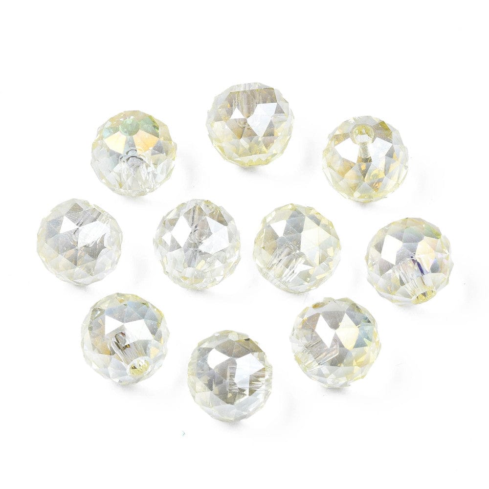 Panda Top/anboret perler. 10 stk. topboret klare mange facetteret glas perler ser 12,5 mm