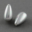 Panda Top/anboret perler. Top/anboret shell dråber, grå, 16x8 mm.