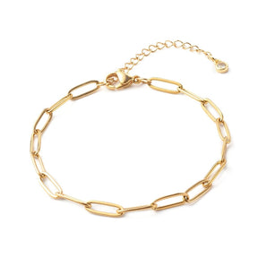 Papirklips Armbånd, Forgyldt Stål, (19cm) - Uniq Perler - 0000012919