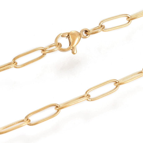 Papirklips Halskæde - Forgyldt Stål (50cm) - Uniq Perler - 25308