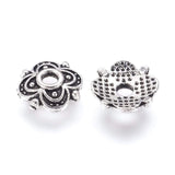 Perlehatte Med Mønster - Antik Forsølvet Messing (8mm), 10 Stk - Uniq Perler - 0000000174