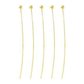 Perlestave Med Rundt Hoved - Forgyldt, (45x0,5mm), 25 Stk - Uniq Perler - 748539