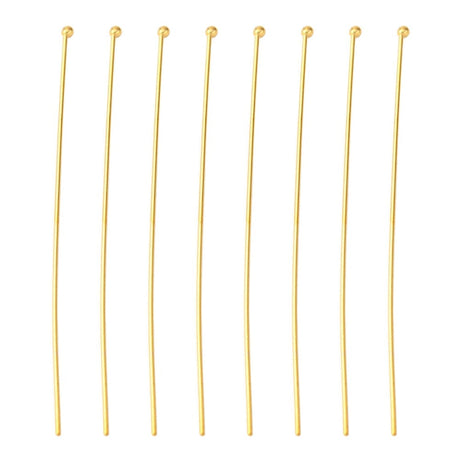 Perlestave Med Rundt Hoved - Forgyldt (50x0,6mm), 25 Stk - Uniq Perler - 21348646