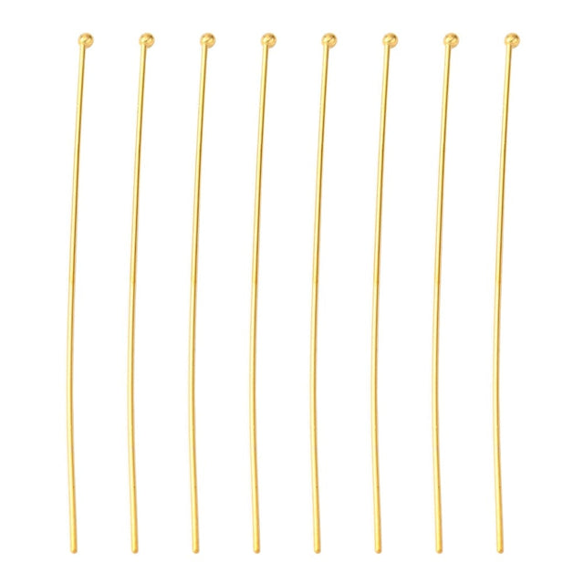 Perlestave Med Rundt Hoved - Forgyldt (50x0,6mm), 25 Stk - Uniq Perler - 21348646