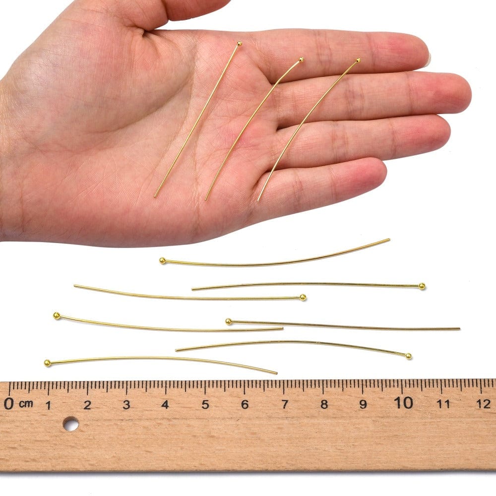 Perlestave Med Rundt Hoved – Forgyldt (60x0,7mm), 25 Stk - Uniq Perler - 0000013430