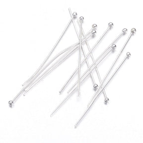 Perlestave Med Rundt Hoved – Forsølvet (30x0,6mm), Ca. 25 Stk - Uniq Perler - 98844