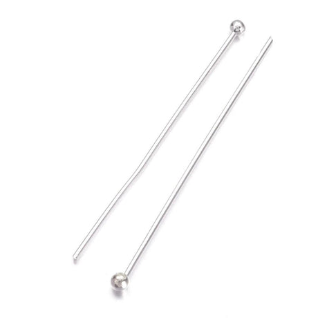 Perlestave Med Rundt Hoved – Forsølvet (30x0,6mm), Ca. 25 Stk - Uniq Perler - 98844