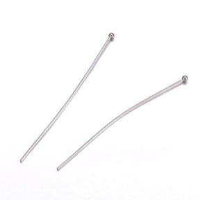Perlestave Med Rundt Hoved – Stål (35x0,7mm), 25 Stk - Uniq Perler - 5772