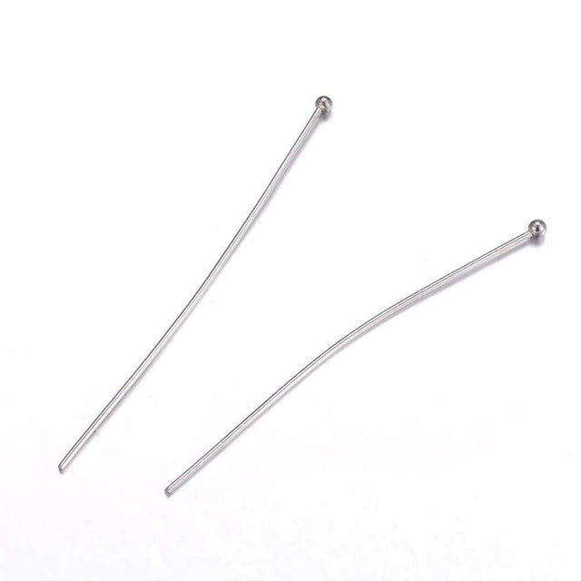 Perlestave Med Rundt Hoved – Stål (35x0,7mm), 25 Stk - Uniq Perler - 5772