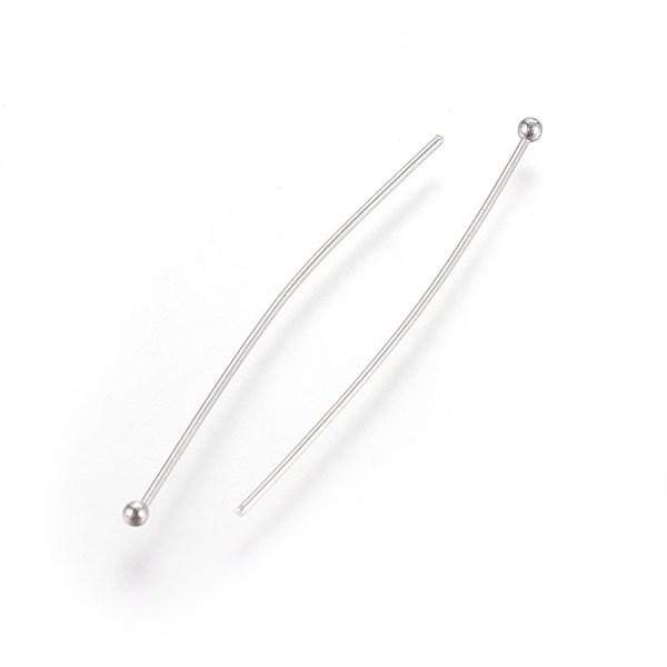 Perlestave Med Rundt Hoved – Stål (40x0,7mm), 25/100 Stk - Uniq Perler - 233849