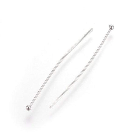 Perlestave Med Rundt Hoved – Stål (40x0,7mm), 25/100 Stk - Uniq Perler - 233849