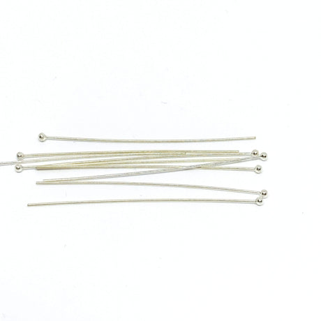 Perlestave Med Rundt Hoved – Sterling Sølv (45x0,5mm), 2 Stk - Uniq Perler - 2269