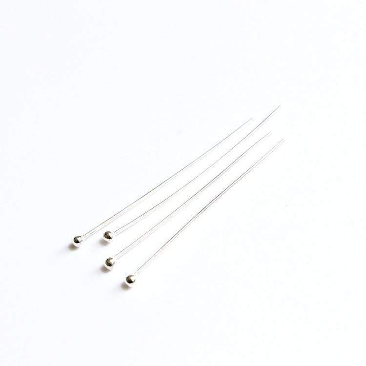 Perlestave Med Rundt Hoved – Sterling Sølv (45x0,5mm), 2 Stk - Uniq Perler - 2269