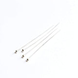 Perlestave Med Rundt Hoved – Sterling Sølv (45x0,5mm), 2 Stk - Uniq Perler - 2269