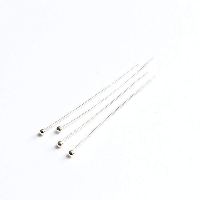 Perlestave Med Rundt Hoved – Sterling Sølv (45x0,5mm), 2 Stk - Uniq Perler - 2269