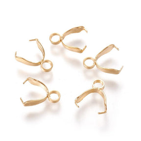 Pinch Bail For Necklace Pendant - Gold-plated (11x8x2mm, 2 Pcs) - Uniq Perler - 6725