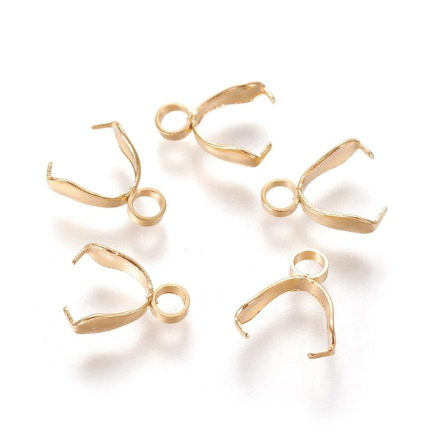 Pinch Bail Til Halskæde Vedhæng - Forgyldt (11x8x2mm, 2 Stk) - Uniq Perler - 6725