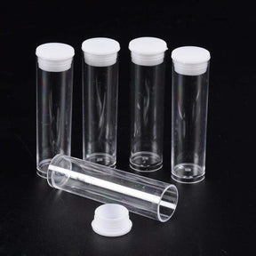 Plastic Tubes With Lids – Clear (15x55mm), 20 Pieces - Uniq Perler - 563518